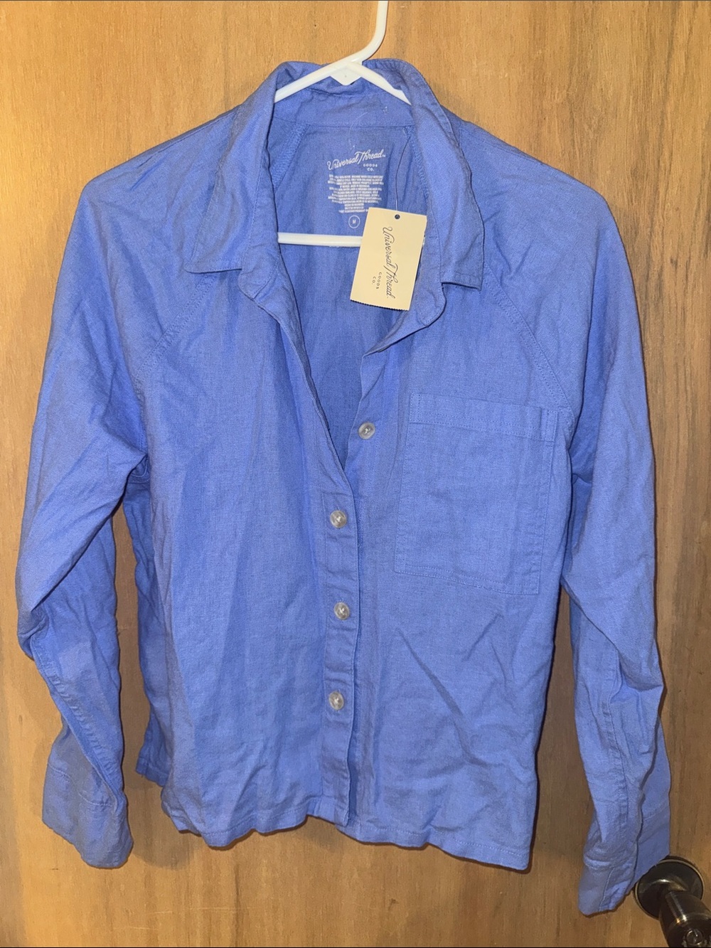 NWT Universal Threads Linen Blend Button Button Down Shirt Blouse Medium
